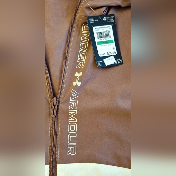 NWT UA Jacket Rain Wind Running Women's Two-Tone Full Zip W Hood Large - Picture 4 of 5